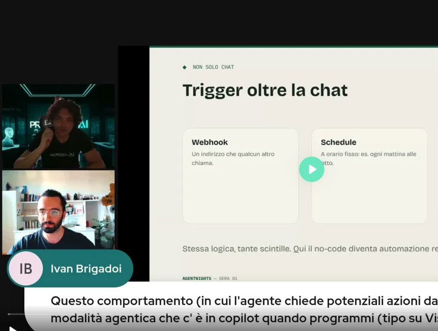 Dentro il corso Agenti AI: il docente durante la lezione