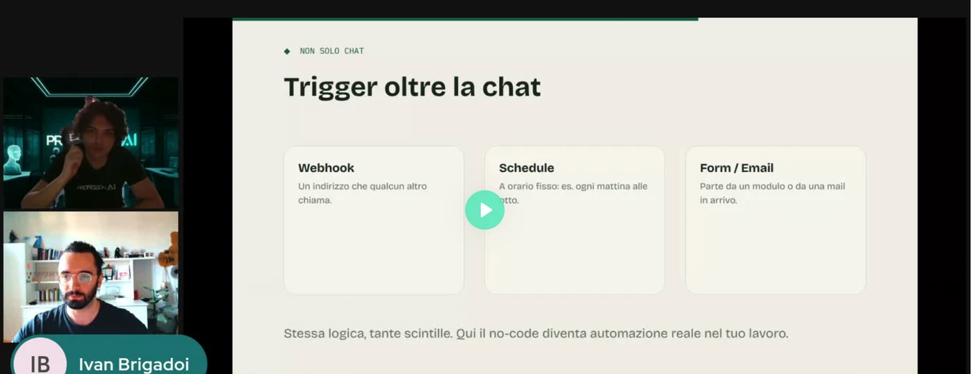 Dentro il corso Agenti AI: il docente durante la lezione
