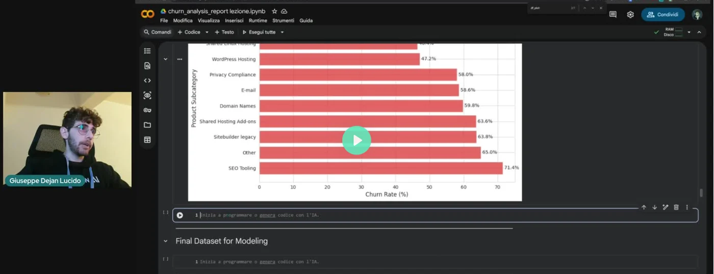 Dentro il corso Machine Learning: il docente durante la lezione